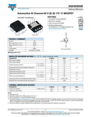 SQS460ENW 数据手册首页