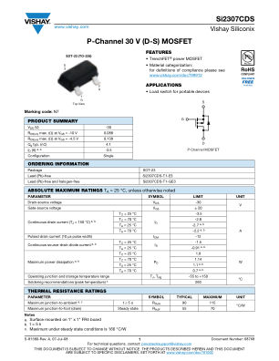 SI2307CDS datasheet cover page
