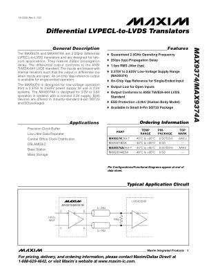MAX9374-MAX9374A 数据手册首页