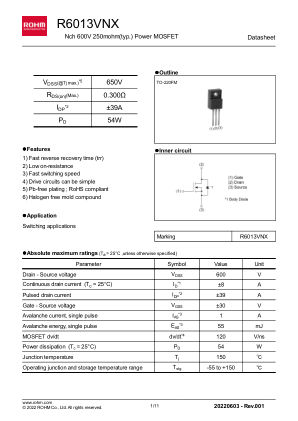 R6013VNX datasheet cover page