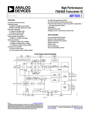 ADF7020-1 数据手册首页
