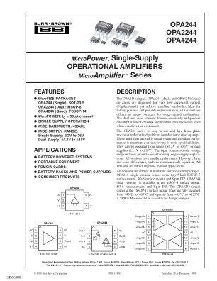 OPA4244 datasheet cover page