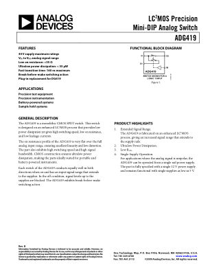 ADG419 datasheet cover page