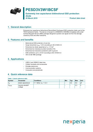 PESD3V3W1BCSF datasheet cover page