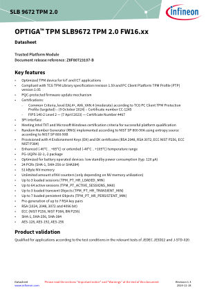 SLB9672 datasheet cover page