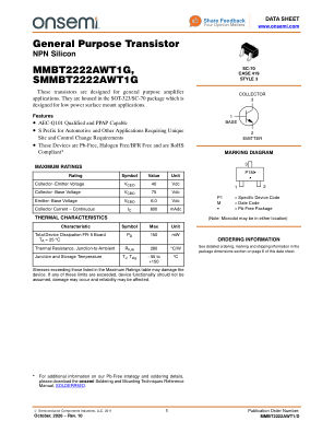 MMBT2222AWT1 数据手册首页