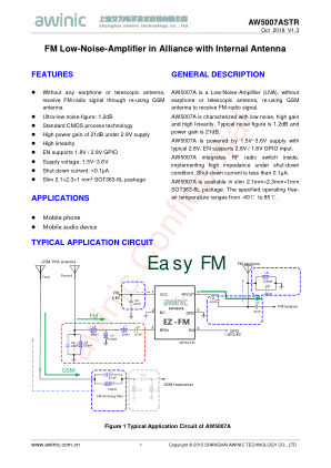 AW5007ASTR datasheet cover page