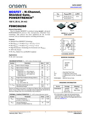 FDMC86260 datasheet cover page