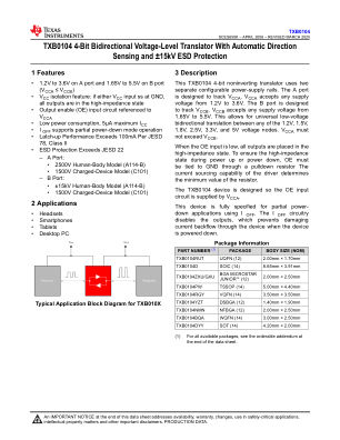 TXB0104 datasheet cover page