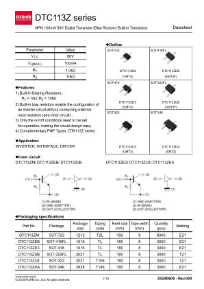 DTC113ZE3 数据手册首页