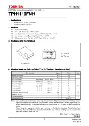 TPH1110FNH datasheet cover page