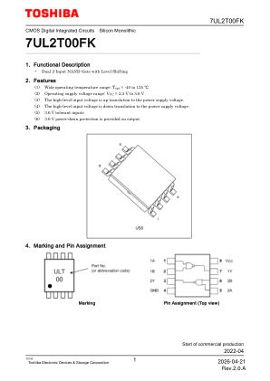 7UL2T00FK 数据手册首页