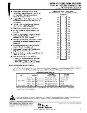 SN74ALVTHR16245 datasheet cover page