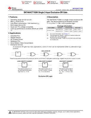 SN74AHCT1G86 datasheet cover page