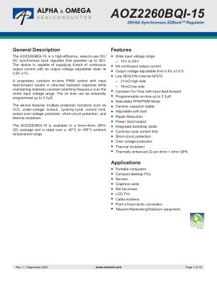 AOZ2260BQI-15 datasheet cover page