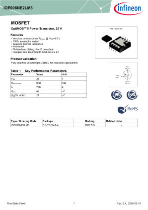 IQE006NE2LM5 datasheet cover page