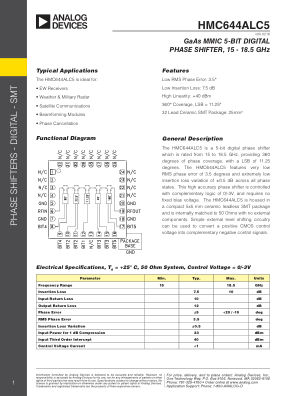 HMC644ALC5 datasheet cover page