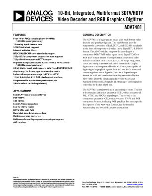 ADV7401 datasheet cover page