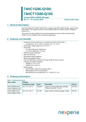 74HCT1G86GW-Q100125 datasheet cover page