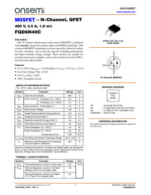 FQD6N40C 数据手册首页
