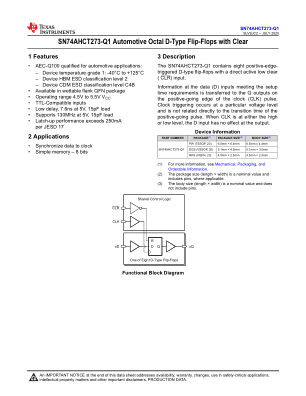 SN74AHCT273-Q1 datasheet cover page