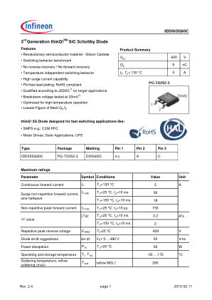 IDD05SG60C datasheet cover page