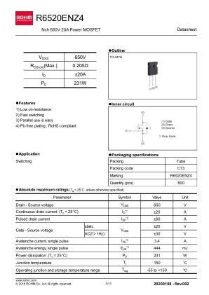 R6520ENZ4 datasheet cover page