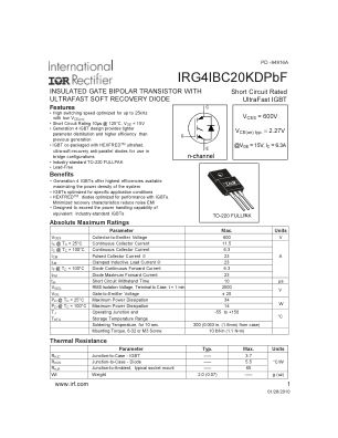 IRG4IBC20KD 数据手册首页