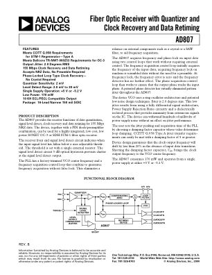 AD807 数据手册首页
