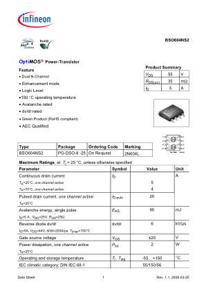 BSO604NS2 数据手册首页