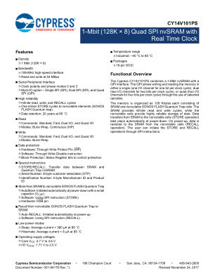 CY14V101PS-SF108XI datasheet cover page