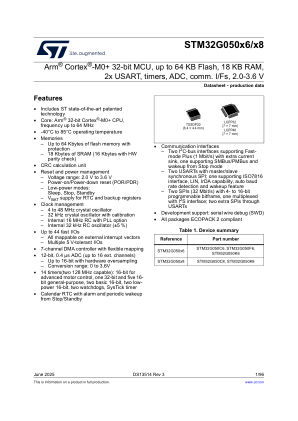 STM32G050C6 数据手册首页