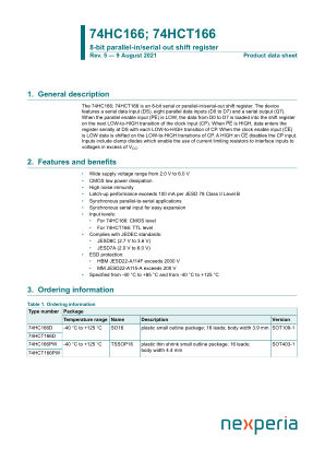74HC166DB118 datasheet cover page