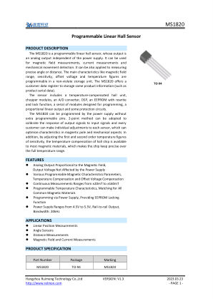 MS1820 datasheet cover page
