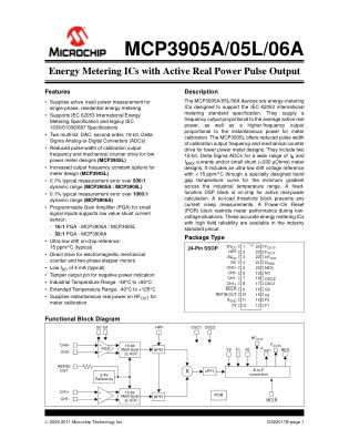 MCP3905A-E datasheet cover page