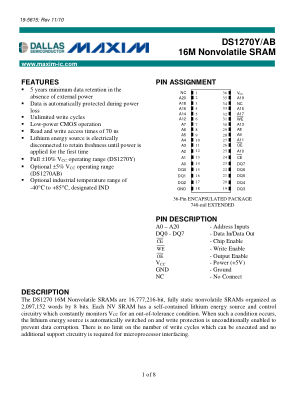 DS1270AB-DS1270Y datasheet cover page