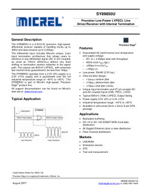 SY89850UMG-TR datasheet cover page