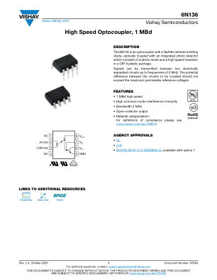 6N136 datasheet cover page