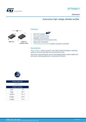 STTH208-Y datasheet cover page