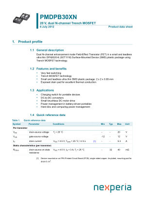 PMDPB30XN 数据手册首页