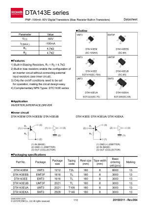 DTA143EE datasheet cover page