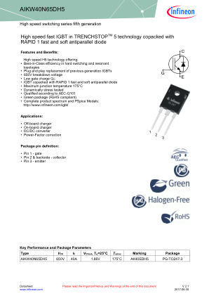 AIKW40N65DH5 datasheet cover page