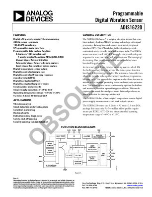 ADIS16220 数据手册首页