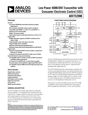 ADV7520NK 数据手册首页