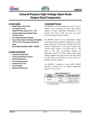 RS8920 datasheet cover page
