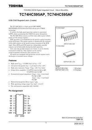 TC74HC595AF datasheet cover page