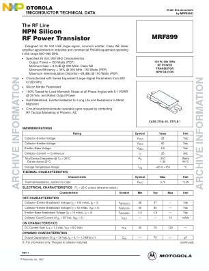 MRF899 数据手册首页
