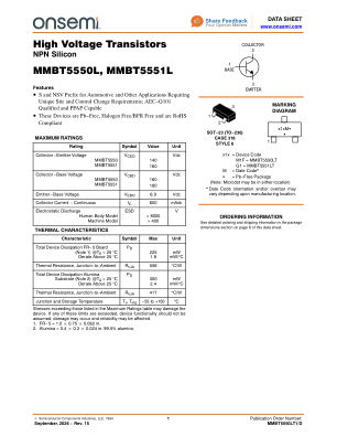 MMBT5550LT1 数据手册首页