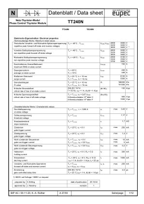 TT240N datasheet cover page