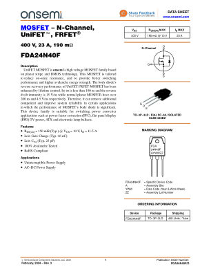 FDA24N40F 数据手册首页